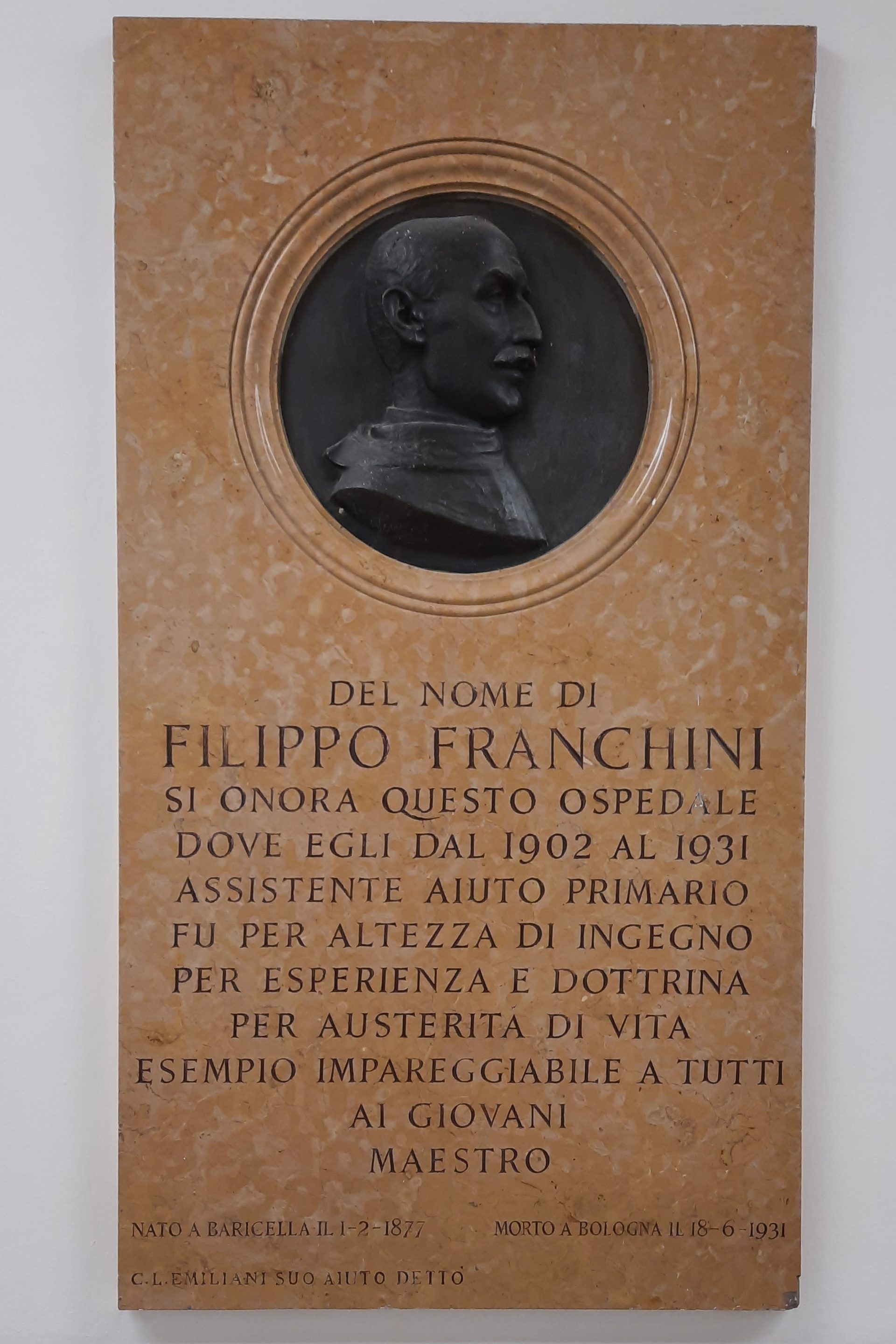 Filippo Franchini's memorial tablet, Ospedale Maggiore, Bologna - 01a.jpg